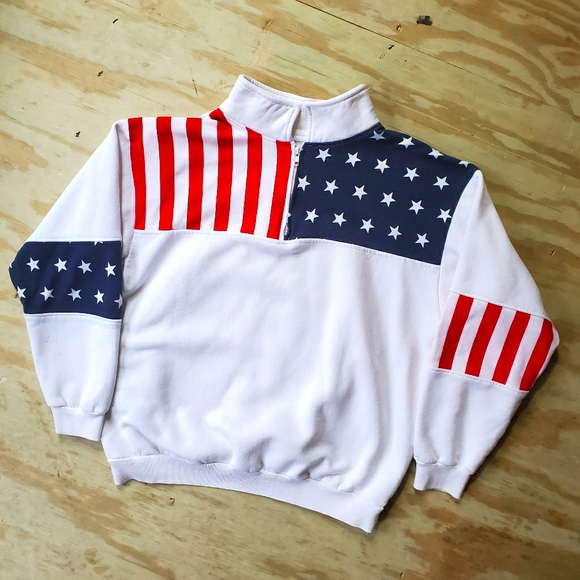Vintage Other - Vintage 80s 90s USA Stars & Stripes 1/3 Sweater